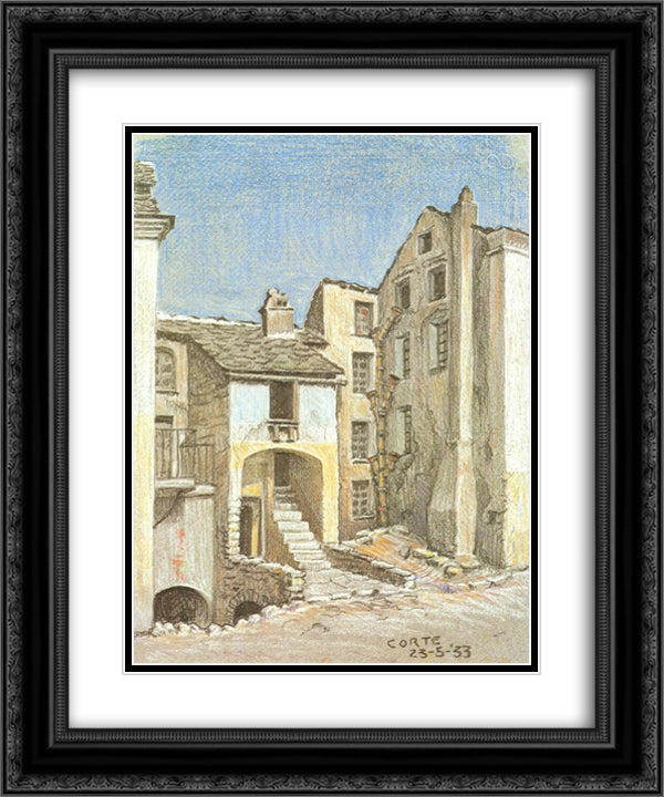 Corte, Corsica 20x24 Black Ornate Wood Framed Art Print Poster with Double Matting by Escher, M.C.