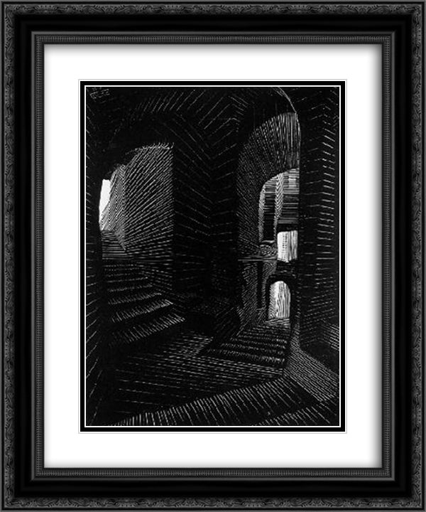 Covered Alley in Atrani 20x24 Black Ornate Wood Framed Art Print Poster with Double Matting by Escher, M.C.