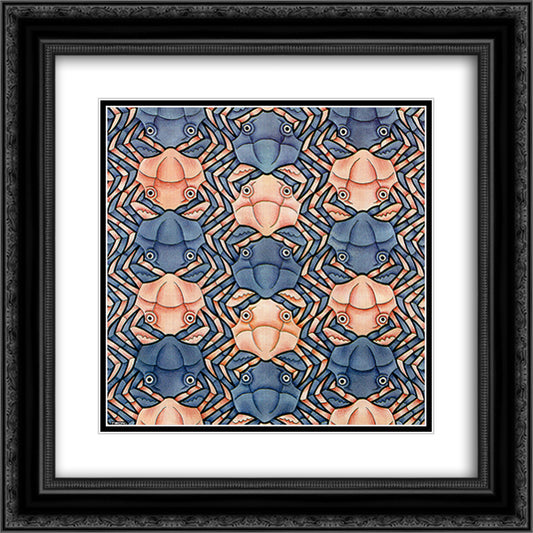 Crab Canon 20x20 Black Ornate Wood Framed Art Print Poster with Double Matting by Escher, M.C.