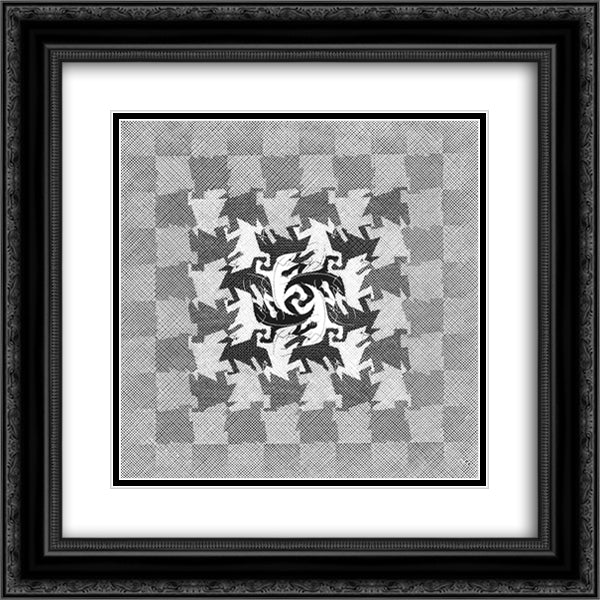 Development I 20x20 Black Ornate Wood Framed Art Print Poster with Double Matting by Escher, M.C.