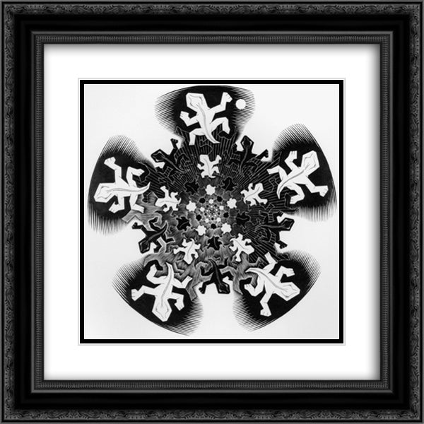 Development II 20x20 Black Ornate Wood Framed Art Print Poster with Double Matting by Escher, M.C.