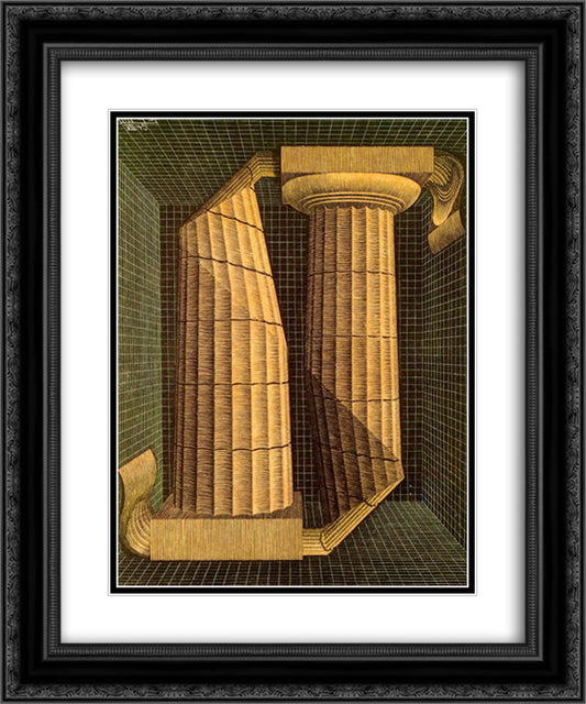 Doric Columns 20x24 Black Ornate Wood Framed Art Print Poster with Double Matting by Escher, M.C.