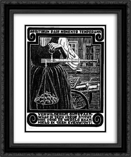 Emblemata - Balance 20x24 Black Ornate Wood Framed Art Print Poster with Double Matting by Escher, M.C.