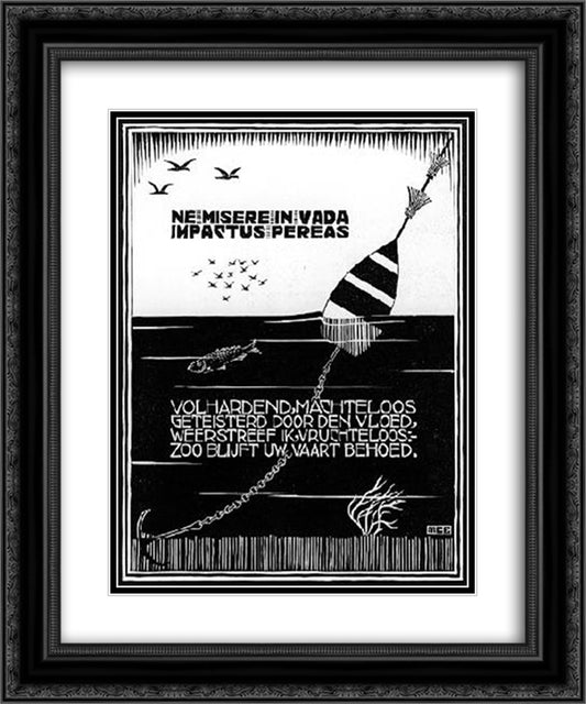 Emblemata - Buoy 20x24 Black Ornate Wood Framed Art Print Poster with Double Matting by Escher, M.C.