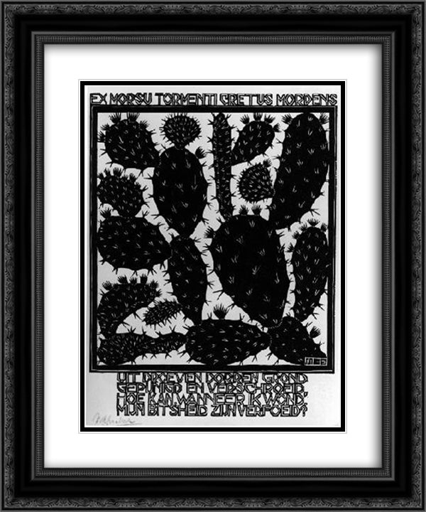 Emblemata - Cactus 20x24 Black Ornate Wood Framed Art Print Poster with Double Matting by Escher, M.C.