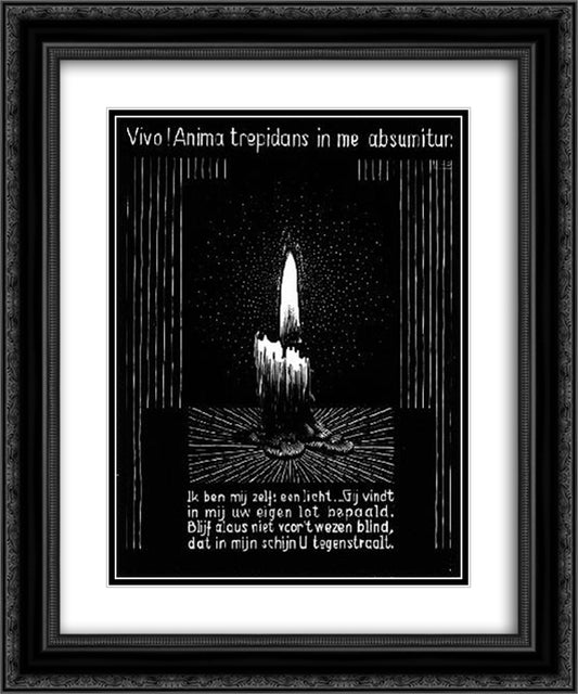 Emblemata - Candle Flame 20x24 Black Ornate Wood Framed Art Print Poster with Double Matting by Escher, M.C.