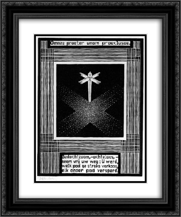 Emblemata - Signpost 20x24 Black Ornate Wood Framed Art Print Poster with Double Matting by Escher, M.C.