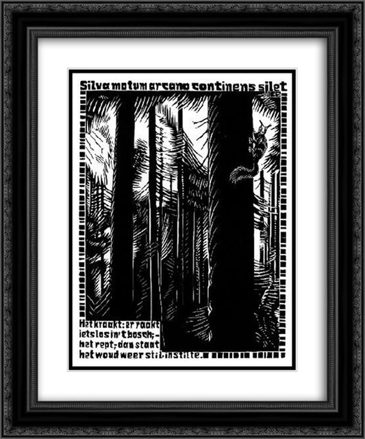 Emblemata - Squirrel 20x24 Black Ornate Wood Framed Art Print Poster with Double Matting by Escher, M.C.