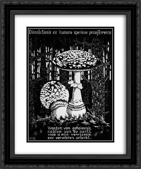 Emblemata - Toadstool 20x24 Black Ornate Wood Framed Art Print Poster with Double Matting by Escher, M.C.