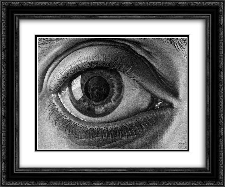 Eye 24x20 Black Ornate Wood Framed Art Print Poster with Double Matting by Escher, M.C.