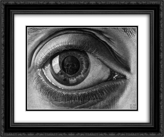 Eye 24x20 Black Ornate Wood Framed Art Print Poster with Double Matting by Escher, M.C.