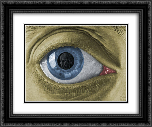 Eye Colour 24x20 Black Ornate Wood Framed Art Print Poster with Double Matting by Escher, M.C.