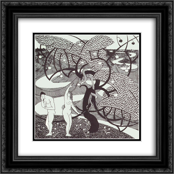 Fall of man 20x20 Black Ornate Wood Framed Art Print Poster with Double Matting by Escher, M.C.