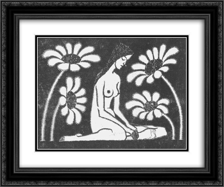 Female Nude I 24x20 Black Ornate Wood Framed Art Print Poster with Double Matting by Escher, M.C.