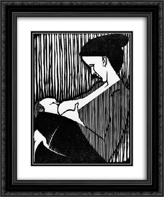 Flor de Pascua - Madonna 20x24 Black Ornate Wood Framed Art Print Poster with Double Matting by Escher, M.C.