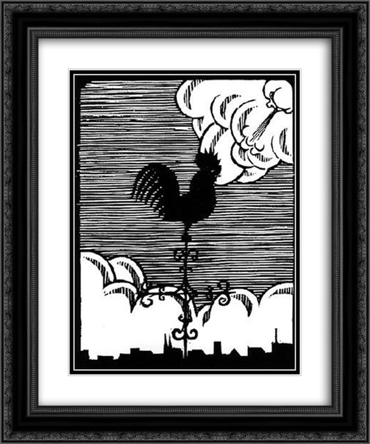 Flor de Pascua - The Weathercock 20x24 Black Ornate Wood Framed Art Print Poster with Double Matting by Escher, M.C.