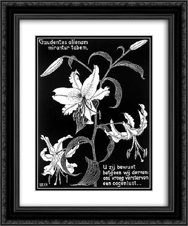 Flowers 20x24 Black Ornate Wood Framed Art Print Poster with Double Matting by Escher, M.C.