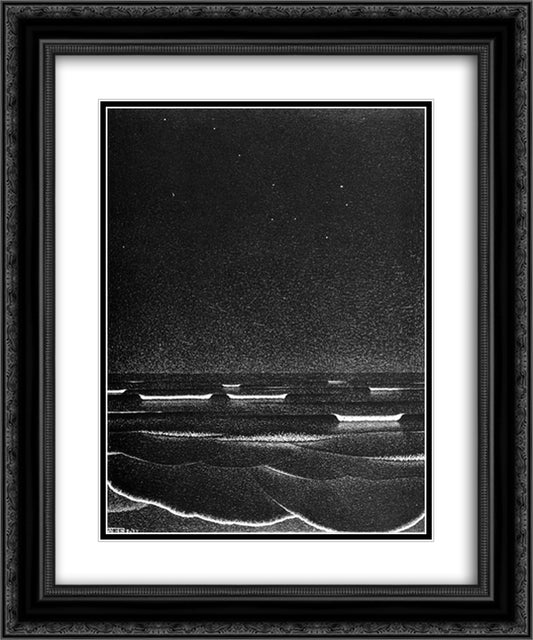 Fluorescent Sea 20x24 Black Ornate Wood Framed Art Print Poster with Double Matting by Escher, M.C.