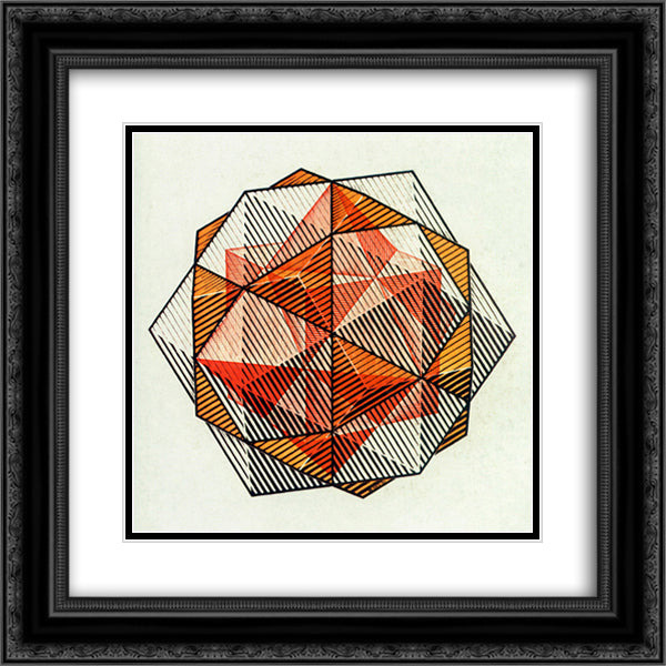 Four Regular Solids 20x20 Black Ornate Wood Framed Art Print Poster with Double Matting by Escher, M.C.