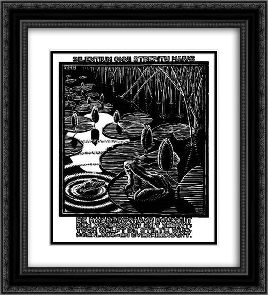 Frog 20x22 Black Ornate Wood Framed Art Print Poster with Double Matting by Escher, M.C.