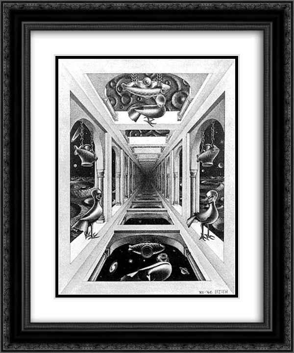 Gallery 20x24 Black Ornate Wood Framed Art Print Poster with Double Matting by Escher, M.C.