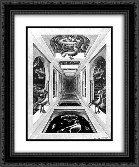 Gallery 20x24 Black Ornate Wood Framed Art Print Poster with Double Matting by Escher, M.C.