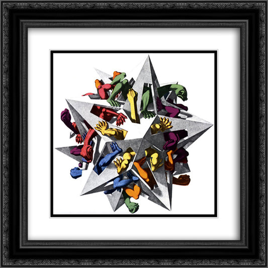 Gravitation 20x20 Black Ornate Wood Framed Art Print Poster with Double Matting by Escher, M.C.