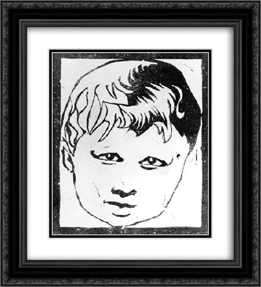 Head of a Child 20x22 Black Ornate Wood Framed Art Print Poster with Double Matting by Escher, M.C.