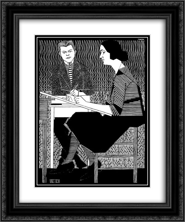 In Mesquitas Classroom 20x24 Black Ornate Wood Framed Art Print Poster with Double Matting by Escher, M.C.