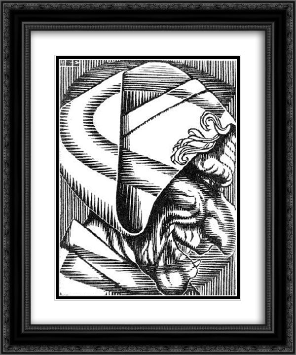 Initial S 20x24 Black Ornate Wood Framed Art Print Poster with Double Matting by Escher, M.C.