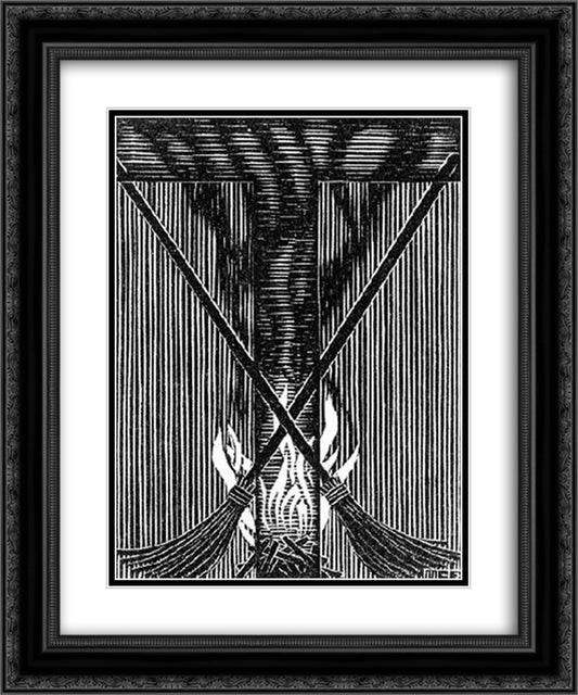 Initial T 20x24 Black Ornate Wood Framed Art Print Poster with Double Matting by Escher, M.C.