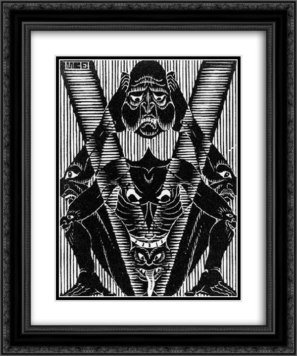 Initial V 20x24 Black Ornate Wood Framed Art Print Poster with Double Matting by Escher, M.C.