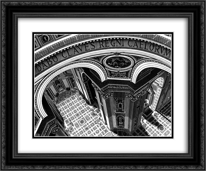 Inside St. Peter's, Rome 24x20 Black Ornate Wood Framed Art Print Poster with Double Matting by Escher, M.C.