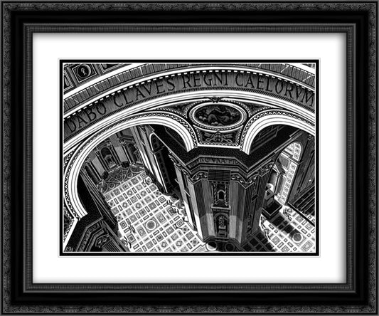 Inside St. Peter's, Rome 24x20 Black Ornate Wood Framed Art Print Poster with Double Matting by Escher, M.C.