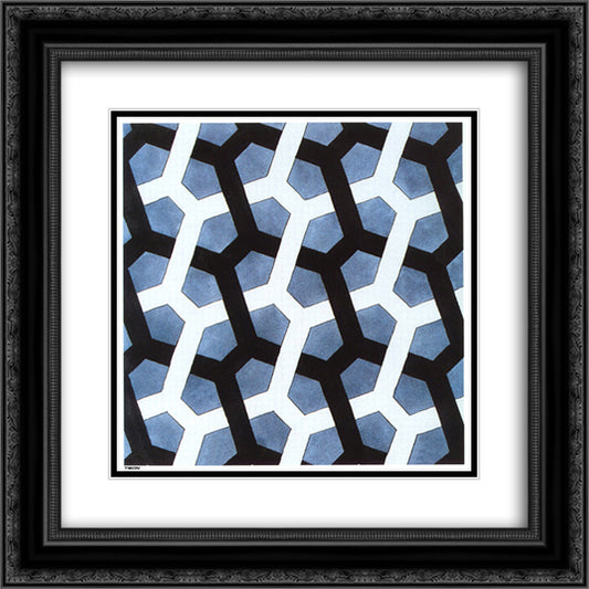 Interlaced Hexagon 20x20 Black Ornate Wood Framed Art Print Poster with Double Matting by Escher, M.C.