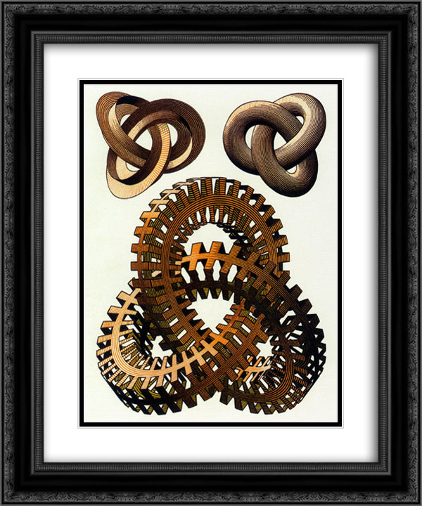 Knots Colour 20x24 Black Ornate Wood Framed Art Print Poster with Double Matting by Escher, M.C.