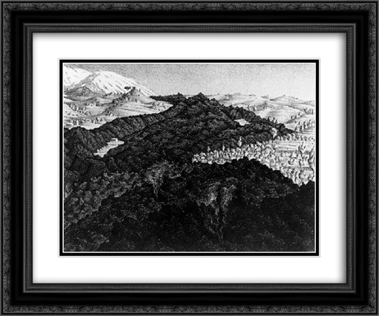 Lava Flow from Etna 24x20 Black Ornate Wood Framed Art Print Poster with Double Matting by Escher, M.C.