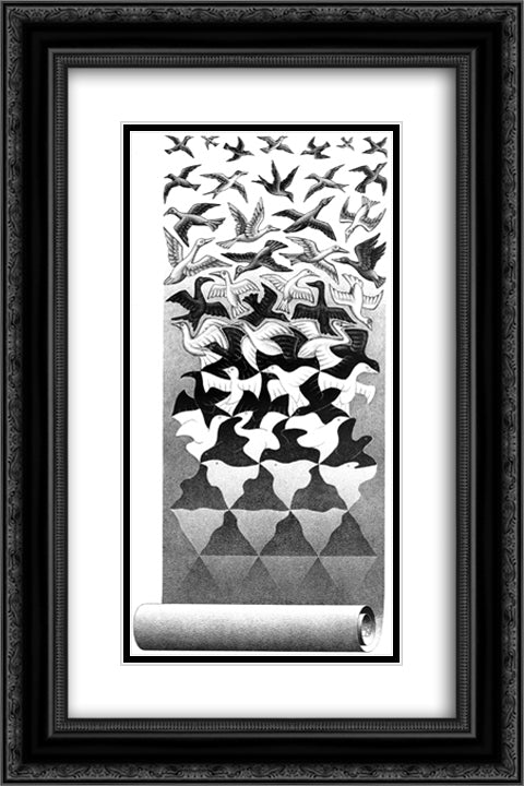 Liberation 16x24 Black Ornate Wood Framed Art Print Poster with Double Matting by Escher, M.C.