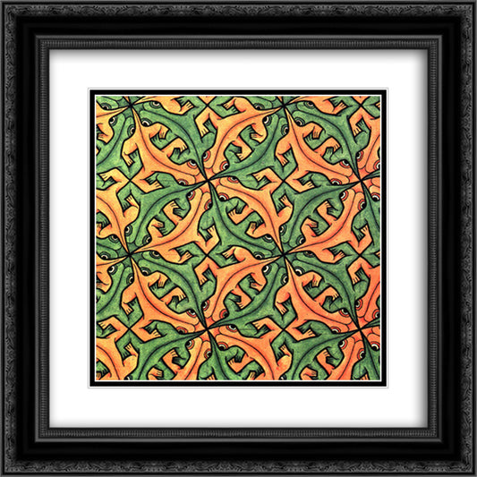 Lizard 2 20x20 Black Ornate Wood Framed Art Print Poster with Double Matting by Escher, M.C.