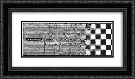 Metamorphosis II excerpt 1 24x14 Black Ornate Wood Framed Art Print Poster with Double Matting by Escher, M.C.