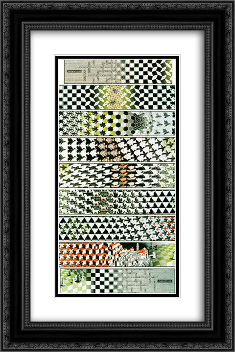 Metamorphosis III 16x24 Black Ornate Wood Framed Art Print Poster with Double Matting by Escher, M.C.