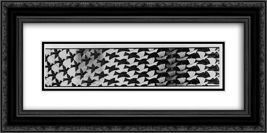 Metamorphosis III excerpt 4 24x12 Black Ornate Wood Framed Art Print Poster with Double Matting by Escher, M.C.