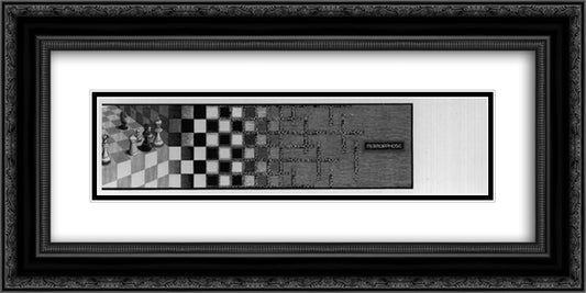 Metamorphosis III excerpt 8 24x12 Black Ornate Wood Framed Art Print Poster with Double Matting by Escher, M.C.