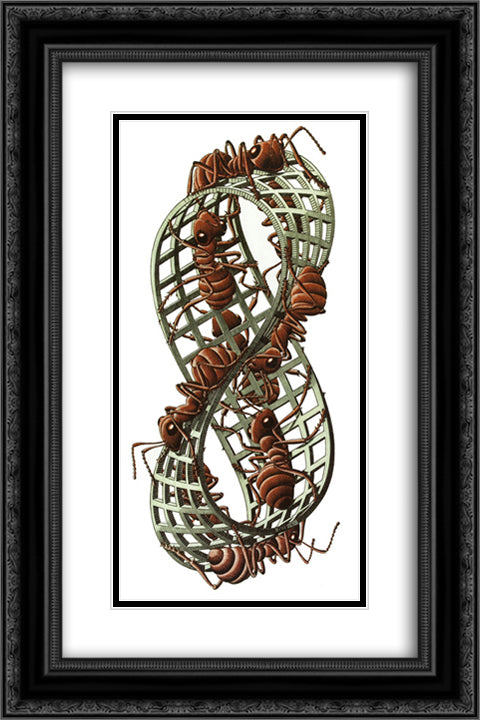 Moebius Strip II 16x24 Black Ornate Wood Framed Art Print Poster with Double Matting by Escher, M.C.