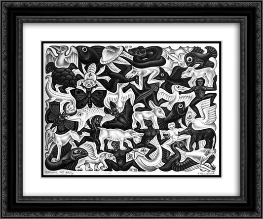 Mosaic I 24x20 Black Ornate Wood Framed Art Print Poster with Double Matting by Escher, M.C.