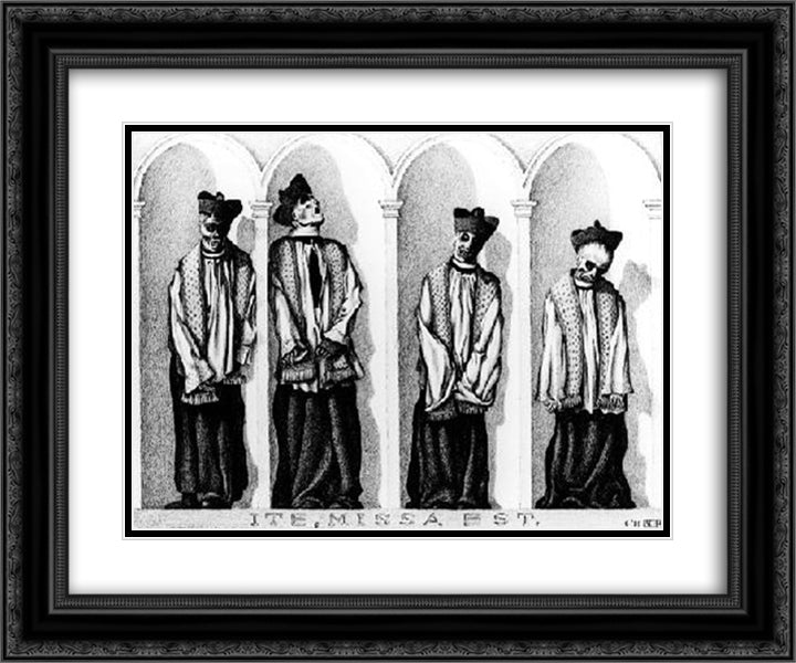 Mumified Priests in Gangi 24x20 Black Ornate Wood Framed Art Print Poster with Double Matting by Escher, M.C.