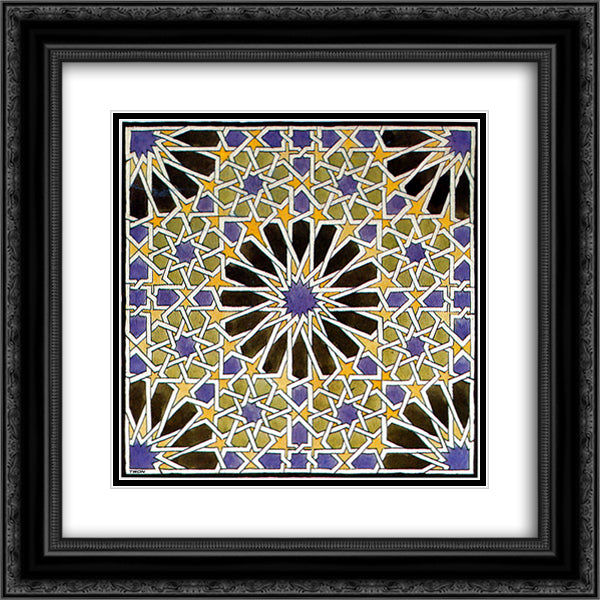 Mural Mosaic in The Alhambra 20x20 Black Ornate Wood Framed Art Print Poster with Double Matting by Escher, M.C.