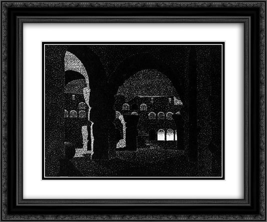 Nocturnal Rome, Colosseum 24x20 Black Ornate Wood Framed Art Print Poster with Double Matting by Escher, M.C.