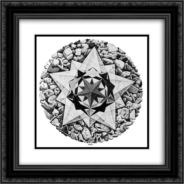 Order and Chaos II (Compass Card) 20x20 Black Ornate Wood Framed Art Print Poster with Double Matting by Escher, M.C.