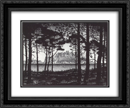 Pineta of Calvi Corsica 24x20 Black Ornate Wood Framed Art Print Poster with Double Matting by Escher, M.C.